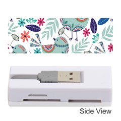 Floral Pattern With Birds Flowers Leaves Dark Background Memory Card Reader (stick)