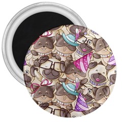 Hand Drawn Animal Pattern Dog Illustration 3  Magnets by Vaneshart