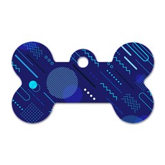 Classic Blue Background Abstract Style Dog Tag Bone (one Side)