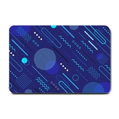 Classic Blue Background Abstract Style Small Doormat  by Vaneshart