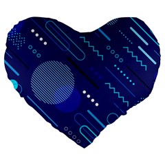 Classic Blue Background Abstract Style Large 19  Premium Flano Heart Shape Cushions by Vaneshart