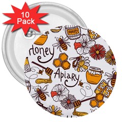 Honey Seamless Pattern 3  Buttons (10 Pack)  by Vaneshart