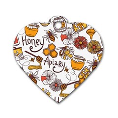 Honey Seamless Pattern Dog Tag Heart (one Side) by Vaneshart