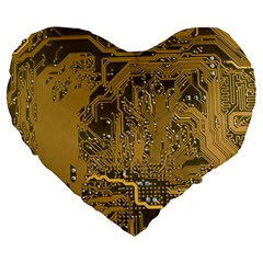 Pcb Printed Circuit Board Large 19  Premium Flano Heart Shape Cushions by Vaneshart