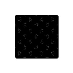 Neon Style Black And White Footprints Motif Pattern Square Magnet