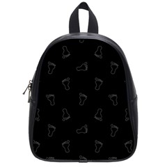 Neon Style Black And White Footprints Motif Pattern School Bag (small)