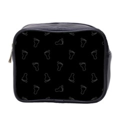 Neon Style Black And White Footprints Motif Pattern Mini Toiletries Bag (two Sides) by dflcprintsclothing