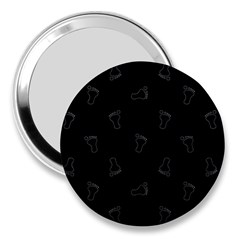 Neon Style Black And White Footprints Motif Pattern 3  Handbag Mirrors