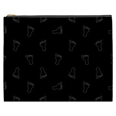 Neon Style Black And White Footprints Motif Pattern Cosmetic Bag (xxxl) by dflcprintsclothing