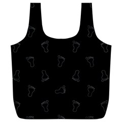 Neon Style Black And White Footprints Motif Pattern Full Print Recycle Bag (xl)