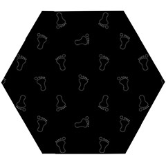 Neon Style Black And White Footprints Motif Pattern Wooden Puzzle Hexagon by dflcprintsclothing