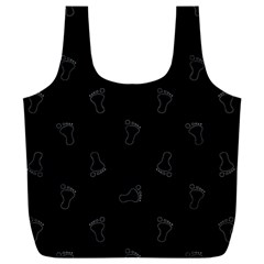 Neon Style Black And White Footprints Motif Pattern Full Print Recycle Bag (xxxl)