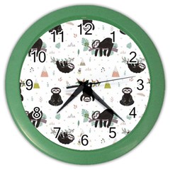 Cute Sloths Color Wall Clock by Sobalvarro