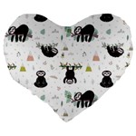 Cute sloths Large 19  Premium Flano Heart Shape Cushions Back