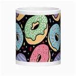 Colorful Donut Seamless Pattern On Black Vector Morph Mugs Center