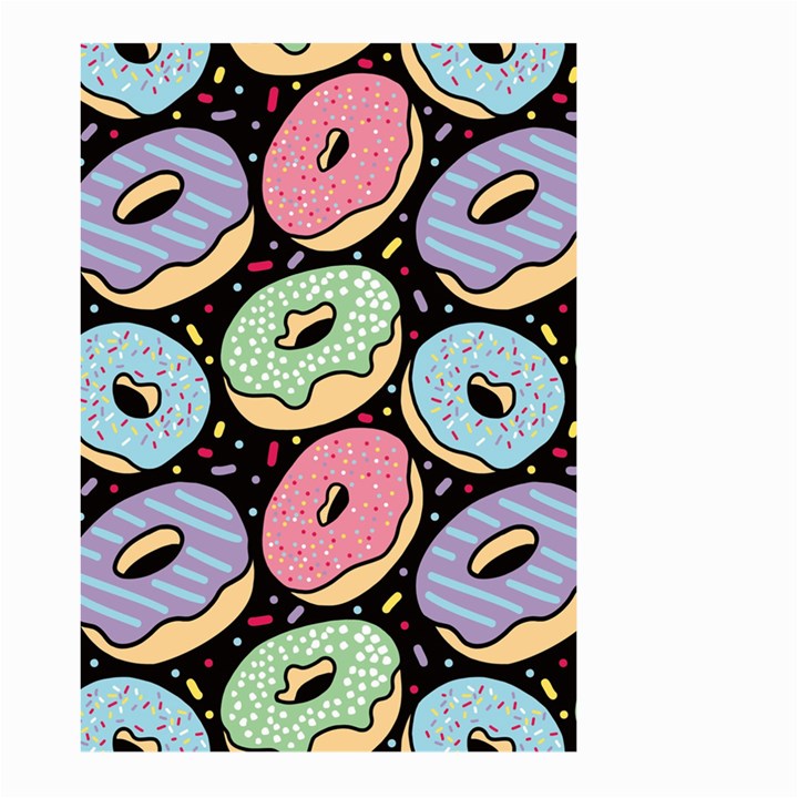 Colorful Donut Seamless Pattern On Black Vector Large Garden Flag (Two Sides)