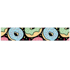 Colorful Donut Seamless Pattern On Black Vector Large Flano Scarf  by Sobalvarro