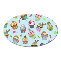 Cupcake Doodle Pattern Oval Magnet by Sobalvarro