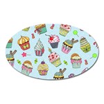 Cupcake Doodle Pattern Oval Magnet Front