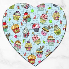 Cupcake Doodle Pattern Jigsaw Puzzle (heart) by Sobalvarro