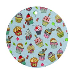 Cupcake Doodle Pattern Round Ornament (two Sides) by Sobalvarro