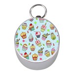 Cupcake Doodle Pattern Mini Silver Compasses Front