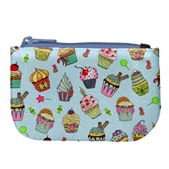 Cupcake Doodle Pattern Large Coin Purse by Sobalvarro