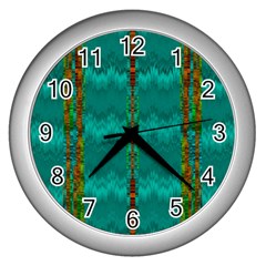 Shimmering Colors From The Sea Decorative Wall Clock (silver) by pepitasart