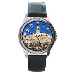 Gaudi, La Pedrera Building, Barcelona - Spain Round Metal Watch by dflcprintsclothing