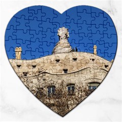 Gaudi, La Pedrera Building, Barcelona - Spain Jigsaw Puzzle (heart) by dflcprintsclothing