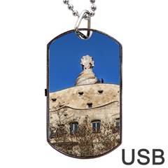 Gaudi, La Pedrera Building, Barcelona - Spain Dog Tag Usb Flash (one Side) by dflcprintsclothing