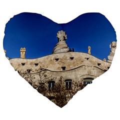 Gaudi, La Pedrera Building, Barcelona - Spain Large 19  Premium Flano Heart Shape Cushions