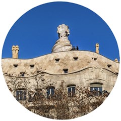 Gaudi, La Pedrera Building, Barcelona - Spain Wooden Puzzle Round by dflcprintsclothing