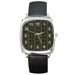 Green Digitalart Square Metal Watch by Sparkle