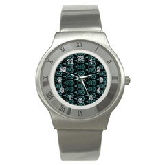 Digital Triangles Stainless Steel Watch