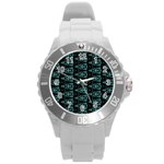 Digital Triangles Round Plastic Sport Watch (L) Front