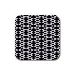 Black And White Triangles Rubber Coaster (square)  by Sparkle