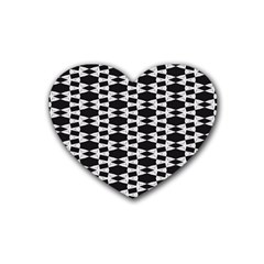 Black And White Triangles Rubber Coaster (heart)  by Sparkle