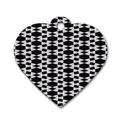 Black And White Triangles Dog Tag Heart (two Sides) by Sparkle