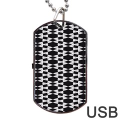 Black And White Triangles Dog Tag Usb Flash (one Side) by Sparkle