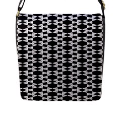 Black And White Triangles Flap Closure Messenger Bag (l) by Sparkle