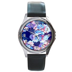 Flowers Round Metal Watch