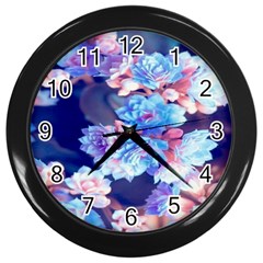 Flowers Wall Clock (black)