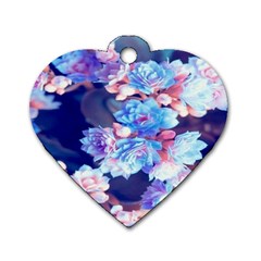 Flowers Dog Tag Heart (two Sides) by Sparkle