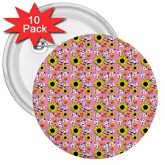 Hawaii Ghost Pink 3  Buttons (10 Pack)  by snowwhitegirl