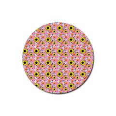 Hawaii Ghost Pink Rubber Round Coaster (4 Pack)  by snowwhitegirl