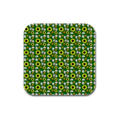 Hawaii Ghost Green Rubber Square Coaster (4 pack) 