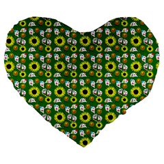 Hawaii Ghost Green Large 19  Premium Heart Shape Cushions