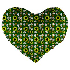 Hawaii Ghost Green Large 19  Premium Flano Heart Shape Cushions