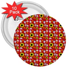 Hawaii Ghost Red 3  Buttons (10 Pack)  by snowwhitegirl